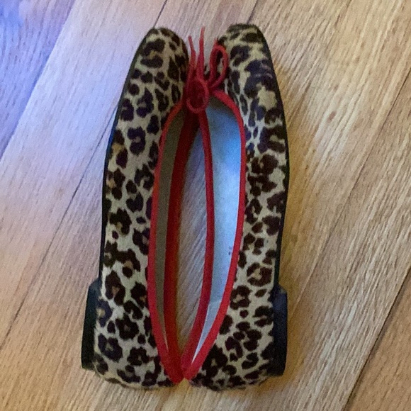 French Sole Jane Winkworth India Leopard Hair Red Trim Leather Ballet Flats 35 - Picture 5 of 9